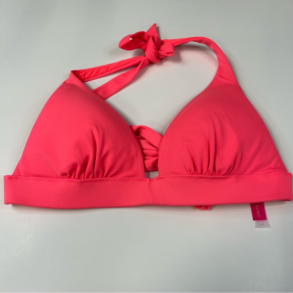 Y2K Victorias Secret Small Bikini Top Halter Solid Pink No Wire #2056